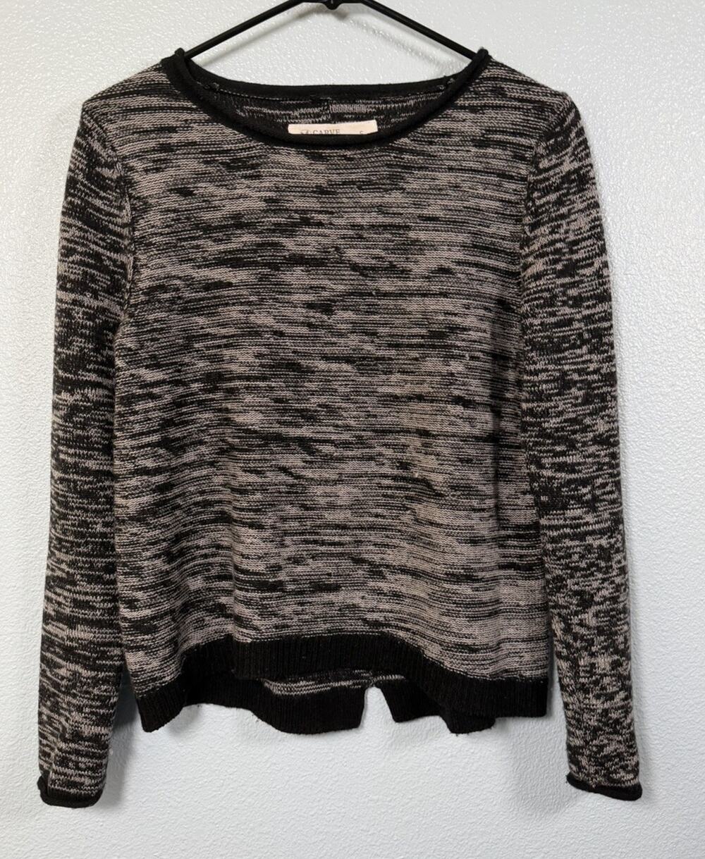 Carve Designs Women’s Small Merino Wool Blend Sweater Black Gray Space Dye